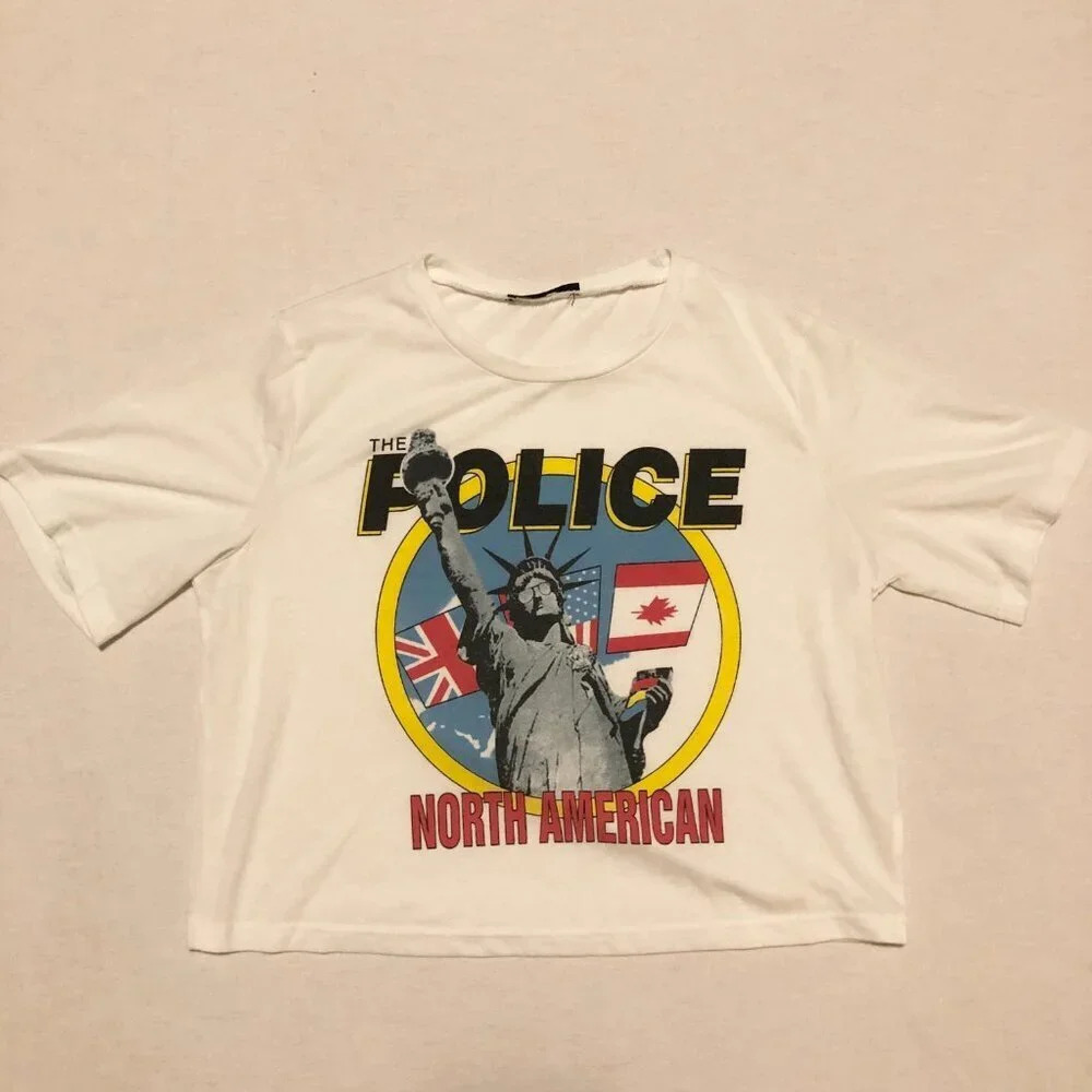 The Police North America Band Tee Crop Top Shein Womens Size Small